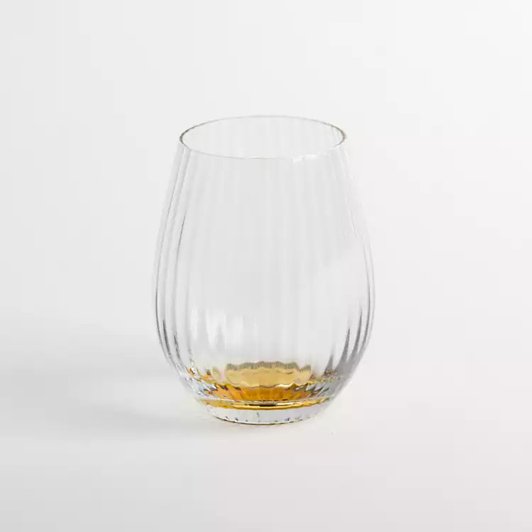 New! Ripple Gold Base Stemless Wine Glass | Kirkland's Home