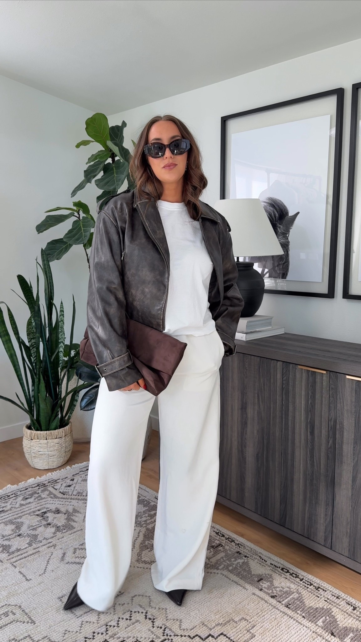 fall #ootd 

T-shirt: L
 Crepe pants: M Tall
Jacket: L/10 (linked similar)

#LTKStyleTip #LTKFindsUnder100 #LTKSeasonal