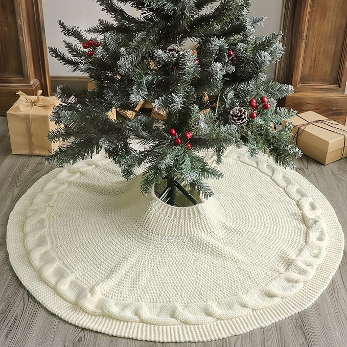LimBridge Christmas Tree Skirt, 36 inches Cable Knit Knitted Thick Rustic Xmas Holiday Decoration... | Amazon (US)