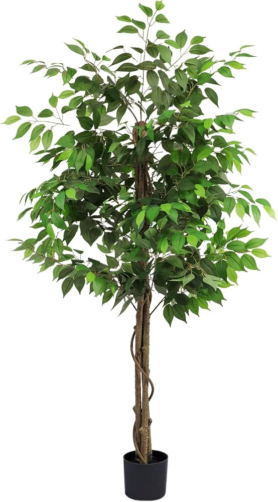 1 Pcs Ficus Tree 6 Feet Artificial Tree Indoor Decor Realistic Potted Design Tree for Home Office... | Amazon (US)