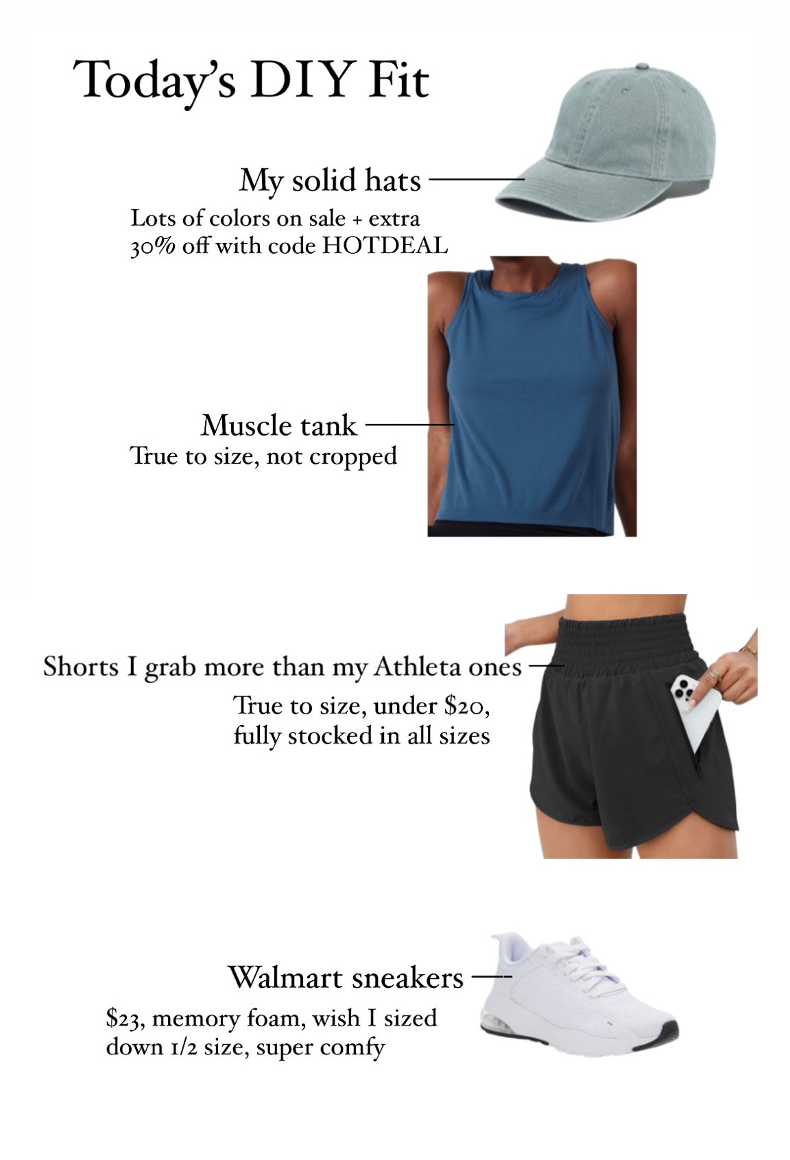 Today’s comfy DIY fit…

If you get one thing, get the shorts! They’re lined underneath, high waisted, and so comfy.

Sizing…
- XXS in tank
- S in shorts
- 7.5 in shoes but wish I got a 7

#LTKunder50 #LTKFind #LTKsalealert