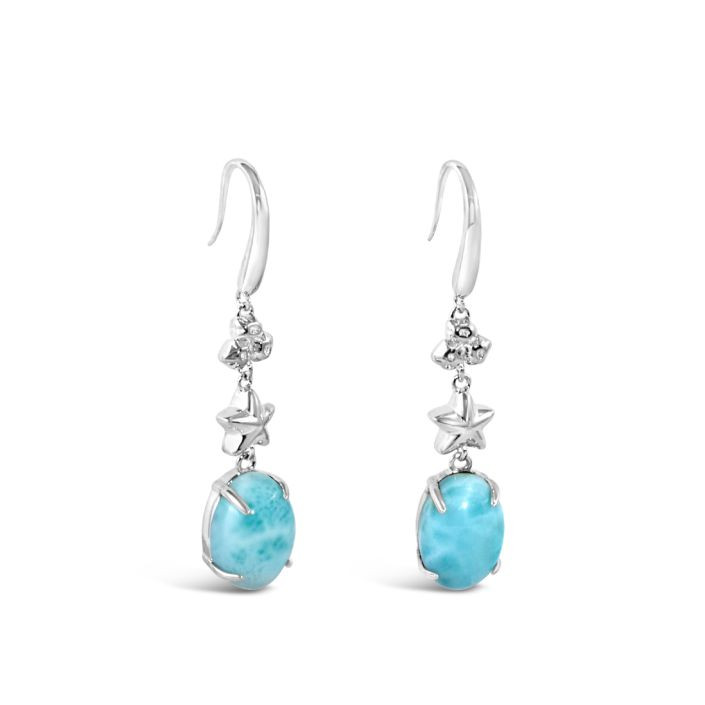 Starfish and Barnacle Cluster Earrings Larimar | Dune Jewelry