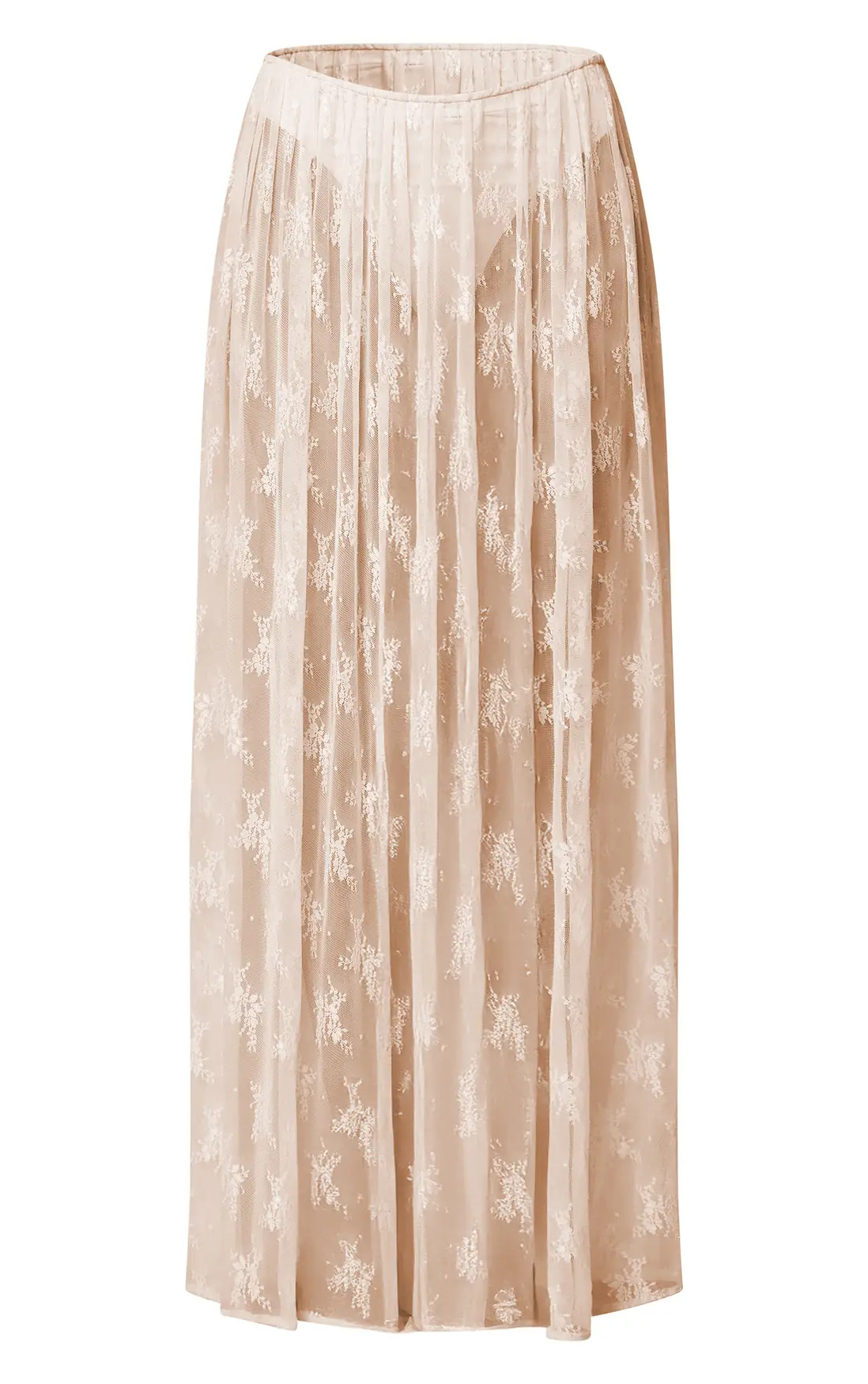 Almond Sheer Lace Maxi Skirt | PrettyLittleThing UK