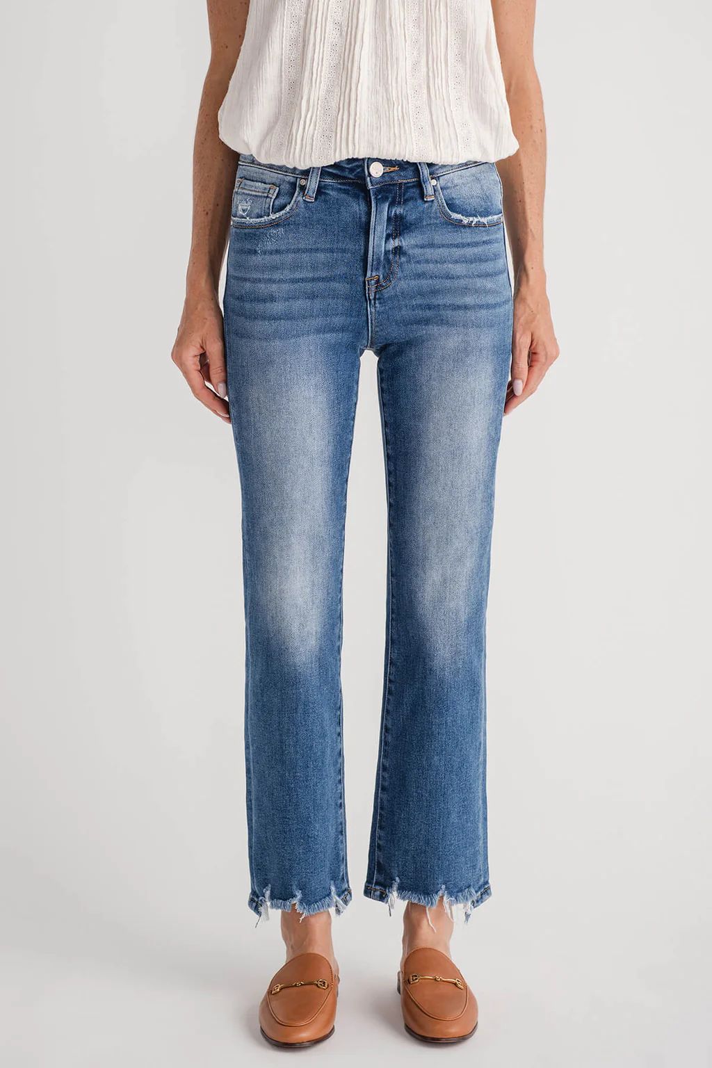 Risen High Rise Step Hem Jeans | Social Threads