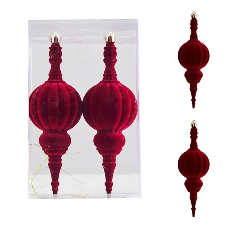Cevemin 2 Pcs Burgundy Velvet Christmas Ornaments - Conical Flocked Decorative Balls for Christma... | Walmart (US)
