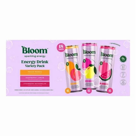Bloom Sparkling Energy Drink, Variety Pack, 12 fl oz, 18-count | Walmart (US)