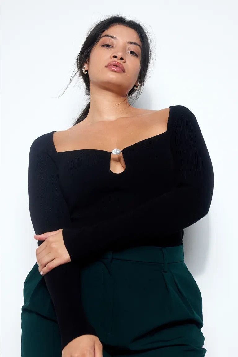 Bead-detail Top - Black - Ladies | H&M US | H&M (US + CA)