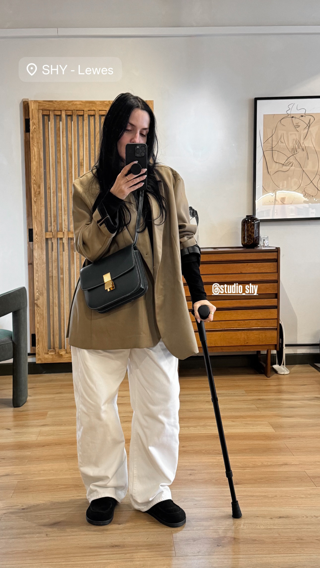 Spring neutral outfit for a facial day in Lewes while recovering from hip replacement surgery. Keeping it comfy but chic with an oversized tan blazer, white wide-leg trousers, black basics and a classic crossbody bag. Perfect minimal spring outfit, blazer outfit inspiration, and elevated casual look for errands, appointments or coffee runs. 

 #springoutfit #neutralstyle #blazeroutfit #minimalstyle #widelegtrousers #effortlessstyle #everydaychic #capsulewardrobe #ltkstyle #ltkfashion #LTKuk #LTKspring #LTKstyletip