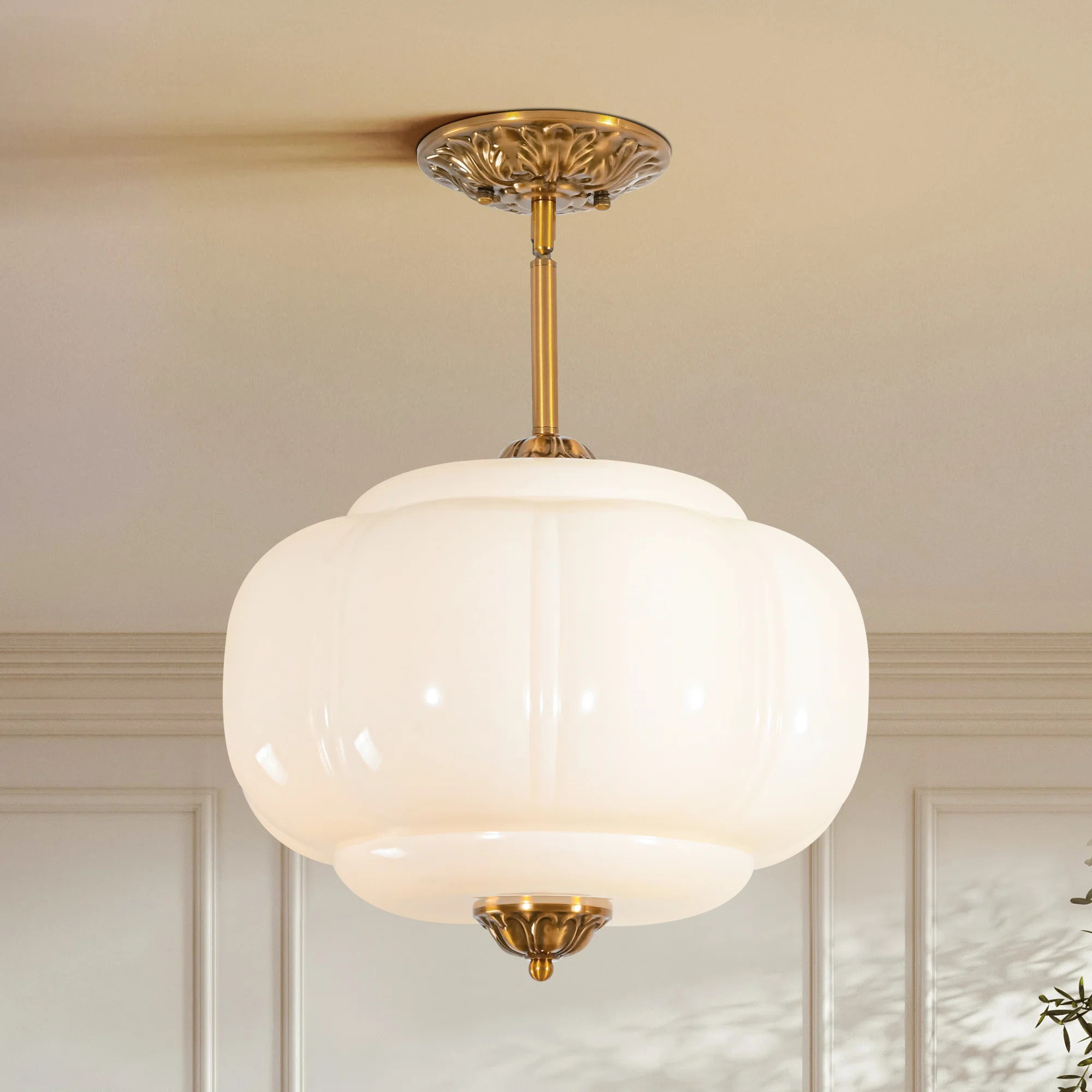 Glint 1 - Light Pumpkin Flush Mount Ceiling Light | Wayfair North America