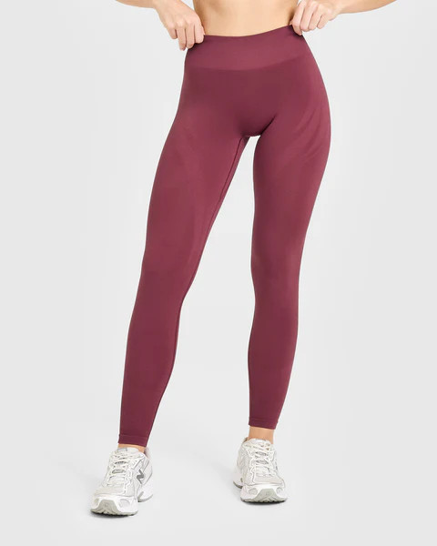 EnhanceLift™ Seamless Leggings with White Logo 
 Burnt Maroon | Oner Active (UK / US)