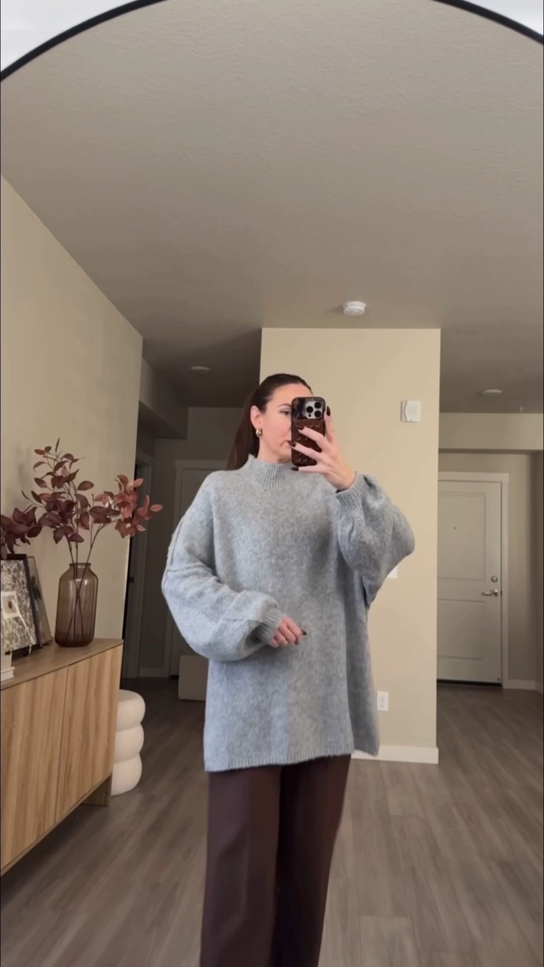 number one trending sweater on amazon right now!!

cozy sweater.  wearing medium.  no need to size up.  it's very oversized. 