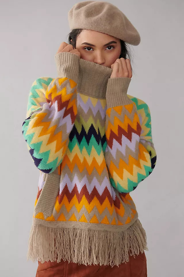 Plenty by Tracy Reese Fringed Turtleneck Sweater | Anthropologie (US)