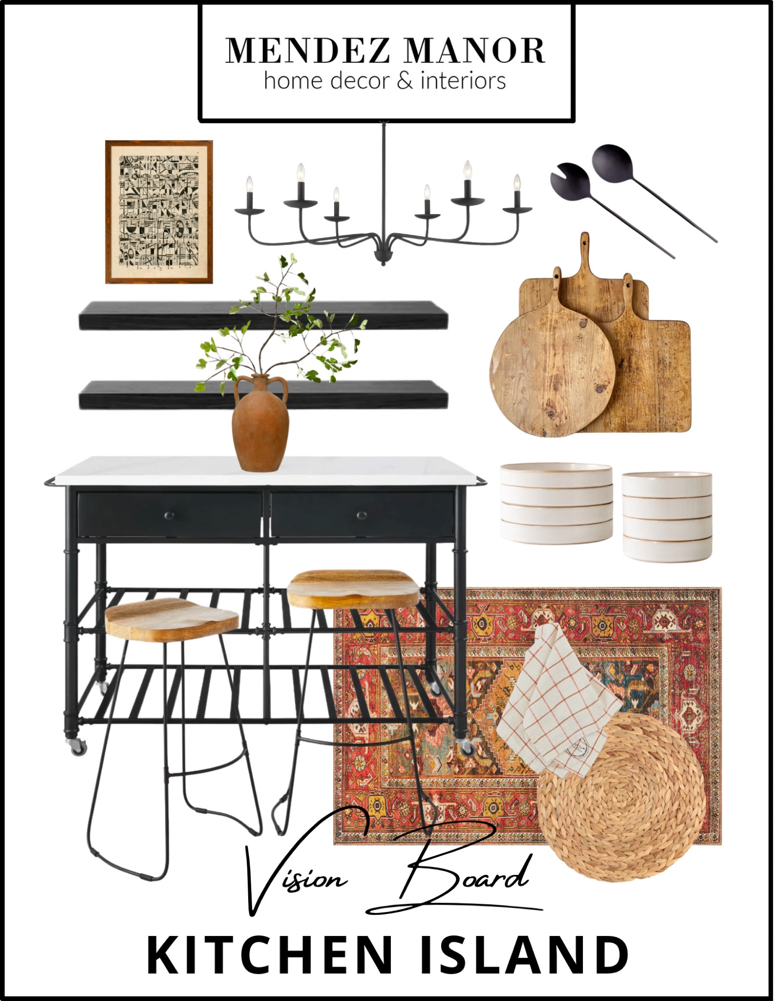 Dropping in a kitchen island vision board to set the scene for all the cooking and entertaining the holiday season entails! Wooden accents like these simple counter stools and rustic cutting boards make the space feel perfectly cozy.  

#kitchen #kitchenisland #kitchenaccessories #cozyhome

#LTKhome #LTKHoliday #LTKSeasonal