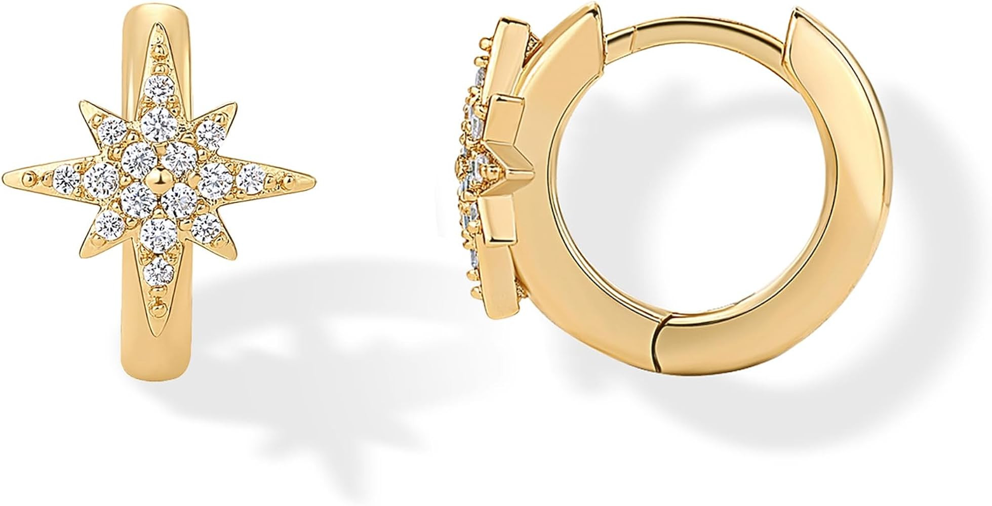 PAVOI 14K Gold Plated 925 Sterling Silver Posts Small Huggie Hoop Earrings for Women - Trendy Cel... | Amazon (US)