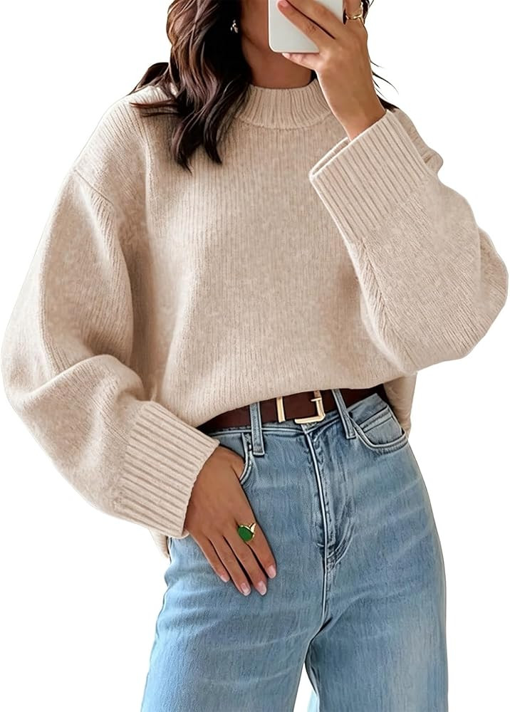 EVALESS Sweaters for Women Fall Long Sleeve Oversized Knit Pullover Tops | Amazon (US)