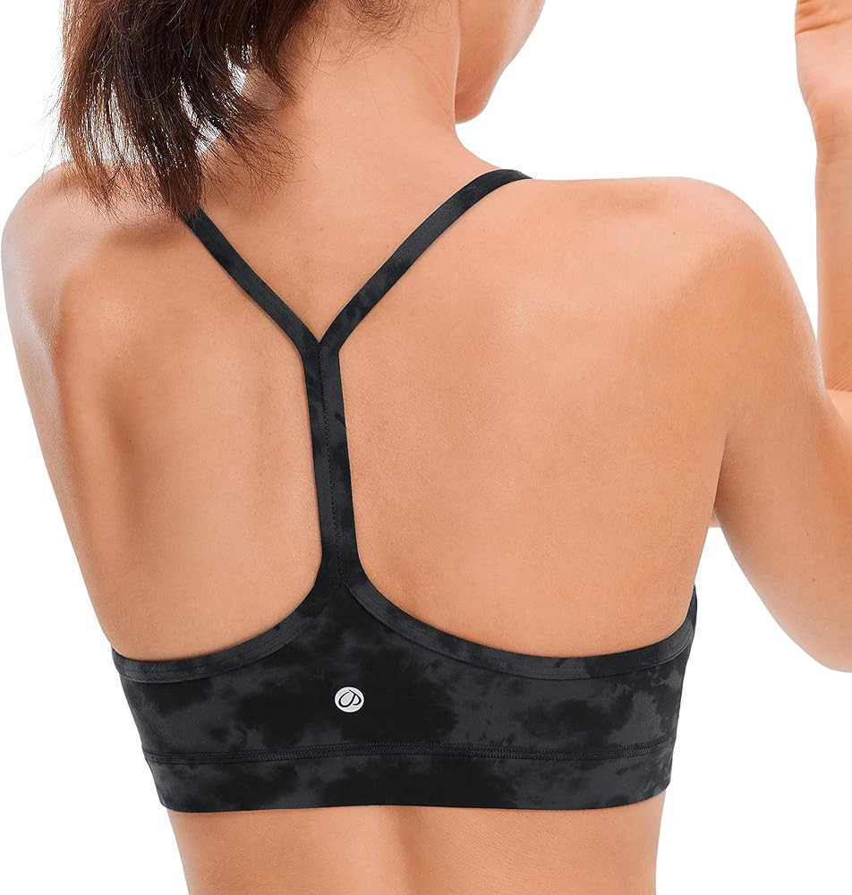CRZ YOGA Butterluxe Womens Y Back Sports Bra - Padded Racerback Low Impact Spaghetti Thin Strap W... | Amazon (US)