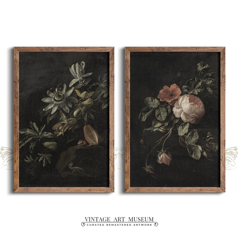 Moody Floral Still Life Vintage Prints Set of 2 Floral | Etsy | Etsy (US)