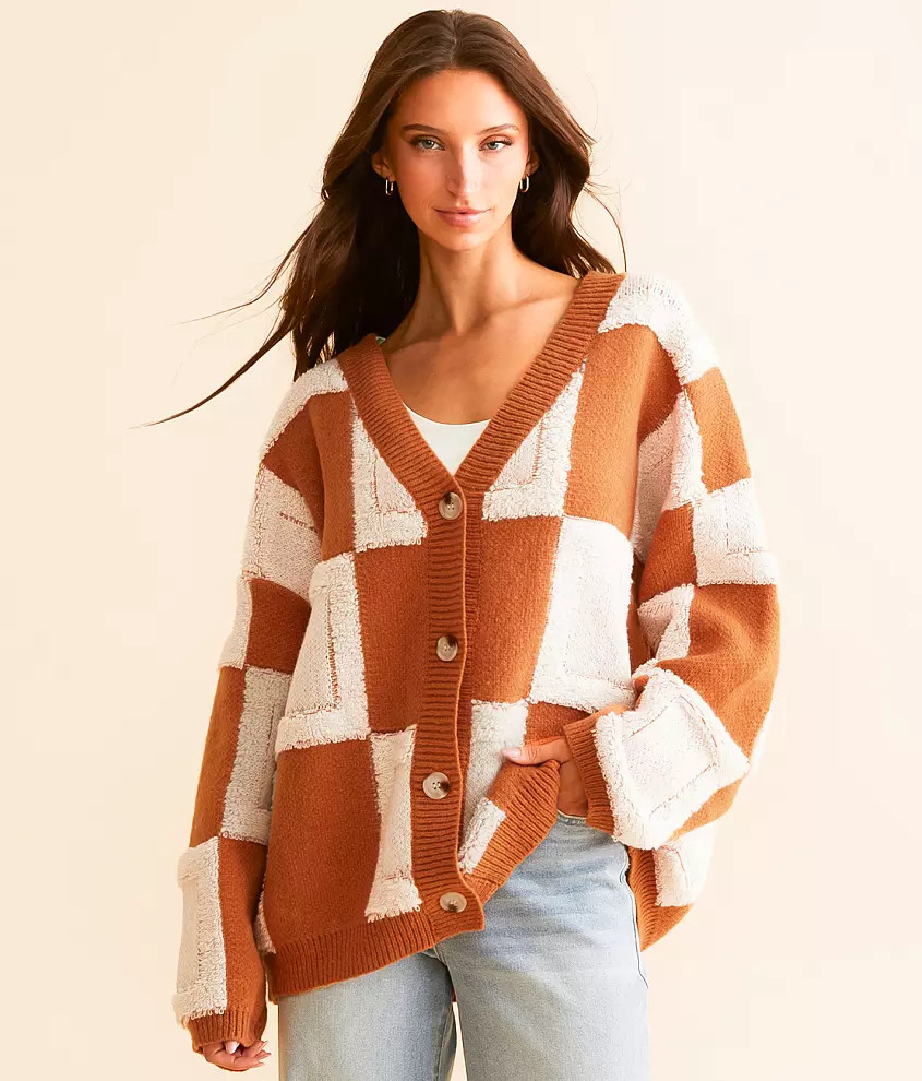 Checkered Cardigan Sweater | Buckle