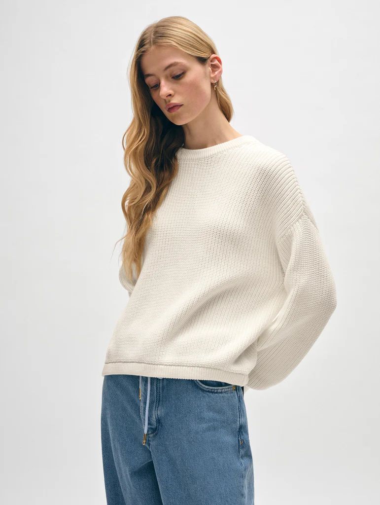 Organic Cotton Ribbed Crewneck | White and Warren