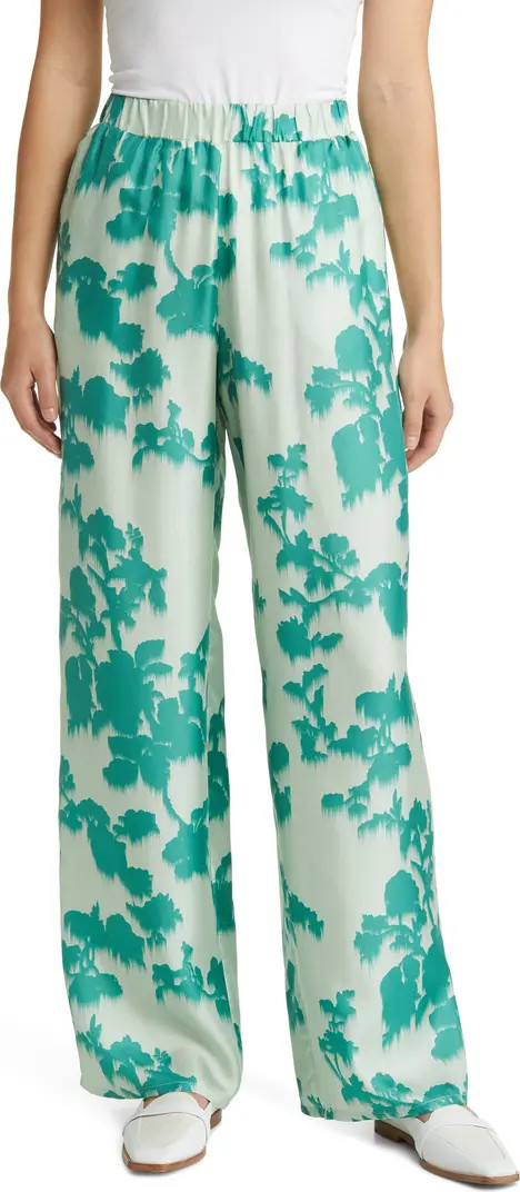 Tenzone Abstract Floral Wide Leg Silk Pants | Nordstrom