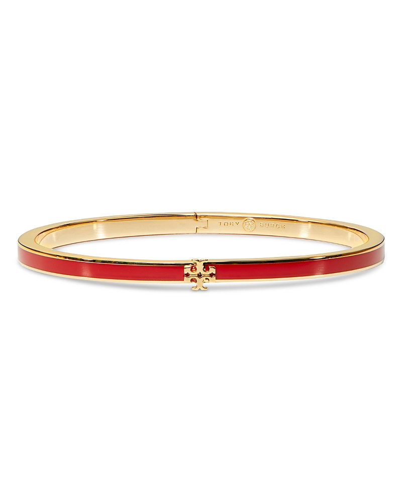 Tory Burch Kira Logo Color Inlay Bangle Bracelet in 18K Gold Plated | Bloomingdale's (US)