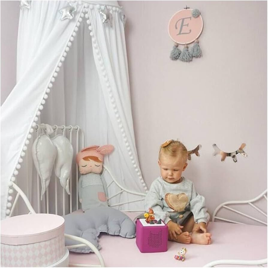LOAOL Kids Bed Canopy with Pom Pom Cotton Canopy for Crib Baby Girl Netting Cover Canopy Crib Cur... | Amazon (US)