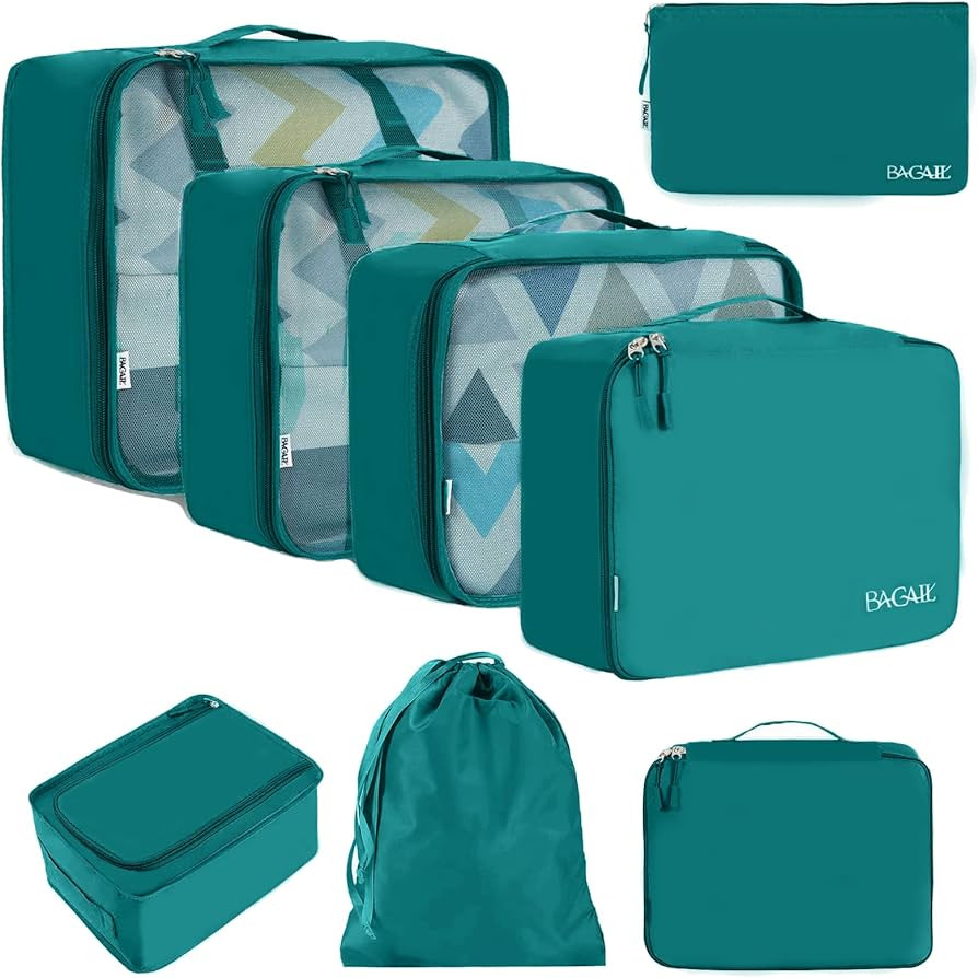 BAGAIL 8 Set Packing Cubes Luggage Packing Organizers for Travel Accessories-Aqua Color | Amazon (US)