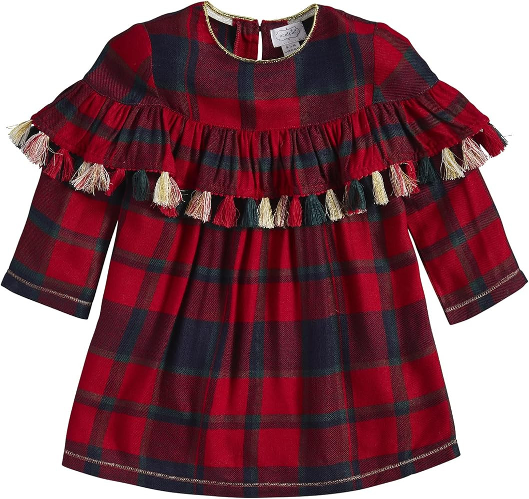 Mud Pie Baby Girls' Tartan Tassel Dress | Amazon (US)