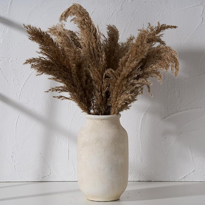 SIDUCAL Rustic Farmhouse Flower Vase | 9.5 Inch Large Ceramic Vase | Pampas Grass | Modern Farmho... | Amazon (US)
