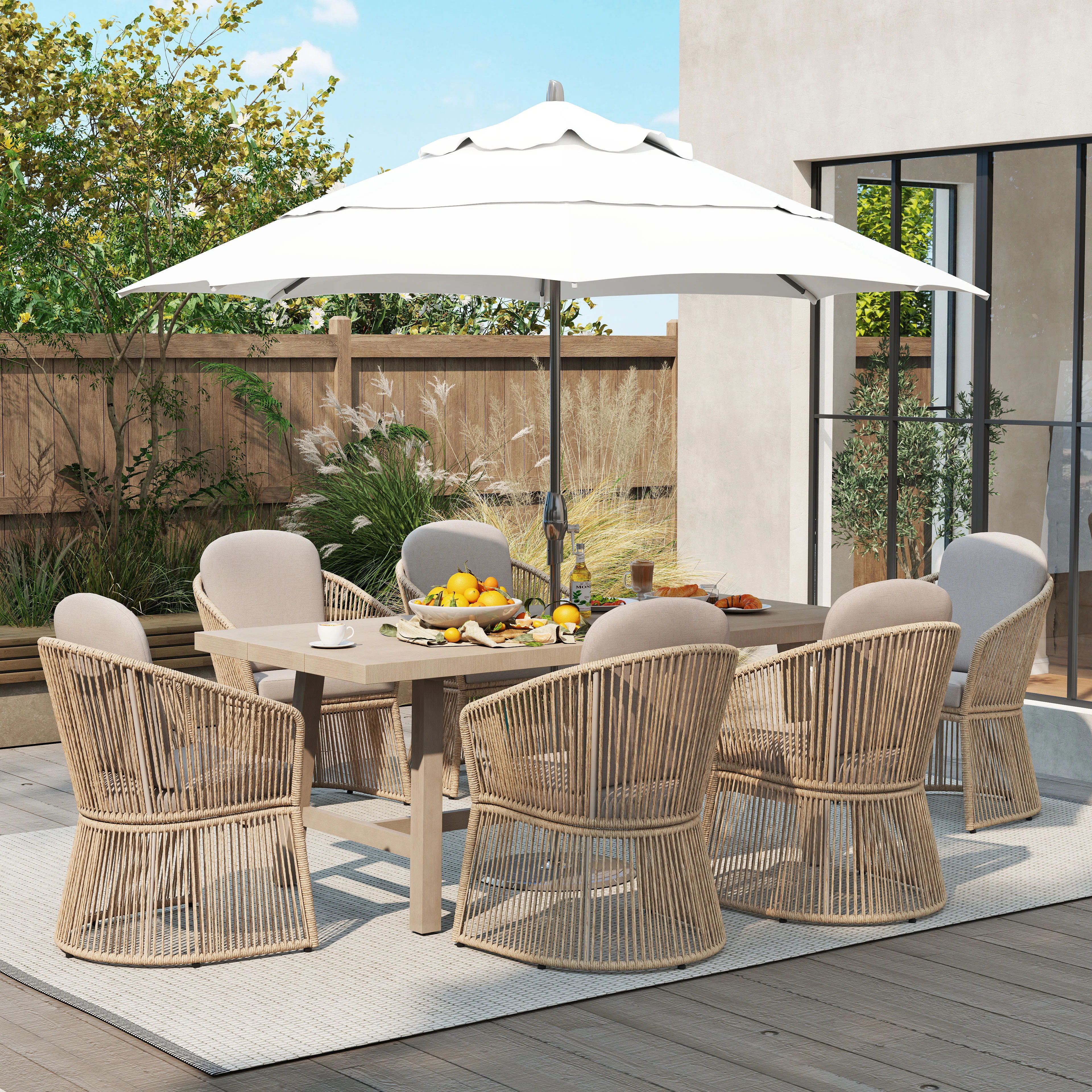 Rectangular Outdoor Dining Set With Cushions | Wayfair North America