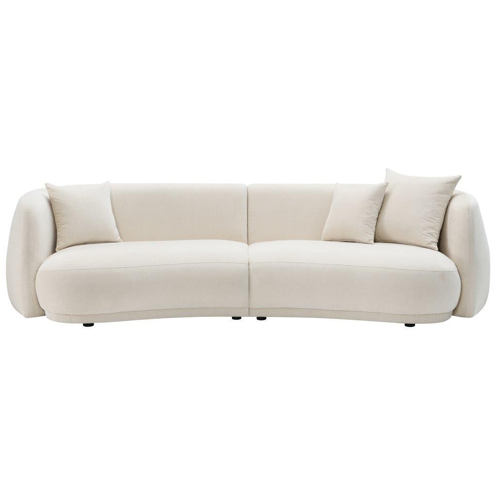4-Seat Curved Sofa In Ivory And Beige | 1stopbedrooms