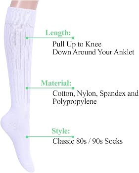 Zmart Slouch Socks Women Scrunch Socks Girls, 80s Socks White Black Orange Cream Socks | Amazon (US)