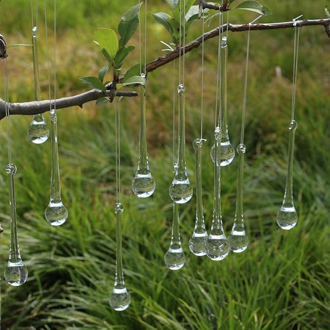 DAHI 8pcs 6" Christmas Glass Teardrop Ornaments - Chandelier Clear Crystal Glass Raindrop Ornamen... | Amazon (US)