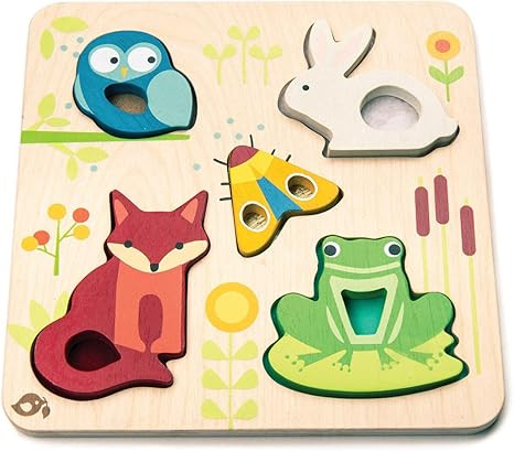 Tender Leaf Toys - Touchy Feely Animals - 5 Piece Wooden Shape Recognition and Dexterity Puzzle -... | Amazon (US)