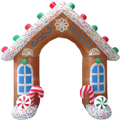 Fraser Hill Farm 8-ft Lighted Gingerbread Christmas Inflatable Archway | Lowe's