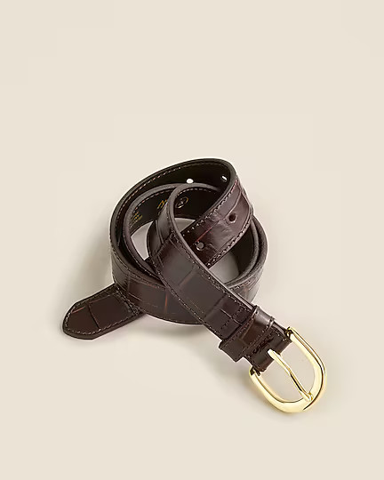 Classic belt in croc-embossed leather | J. Crew US