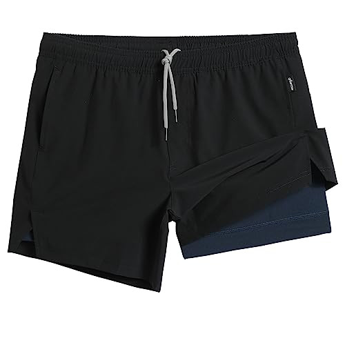 maamgic Mens 5" Gym Running Shorts for Men 2 in 1 Quick Dry Workout Athletic Shorts | Amazon (US)