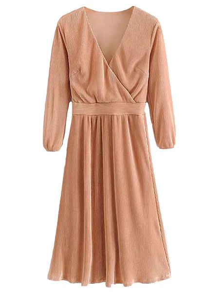 'Cayla' Wrap Top Pleated Midi Dress | Goodnight Macaroon