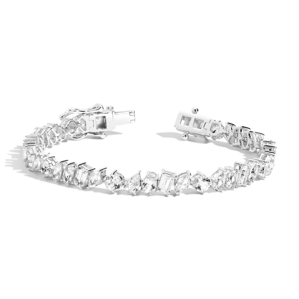 Lab Grown White Sapphire Mixed Shape Tennis Bracelet | AUrate New York