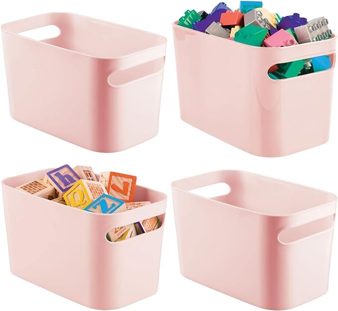 mDesign Plastic Toy Box Storage Organizer Tote Bin with Handles for Child/Kids Bedroom, Toy Room,... | Amazon (US)