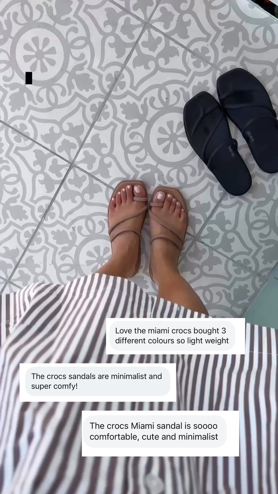 Size down if between sizes
• Crocs Miami sandal sz 5, honestly surprised by the mixed reviews since I love mine for two years now and have converted SO many friends! These do not have defined arch support, but decent cushioning from soles. 

Light and minimal for everyday, plus water friendly so great for regular wear, pool, beach, travel

• Anthropologie cinch waist stripe dress xxs petite.

#LTKSeasonal #LTKSwim #LTKmomlife #LTKSwim #LTKTravel