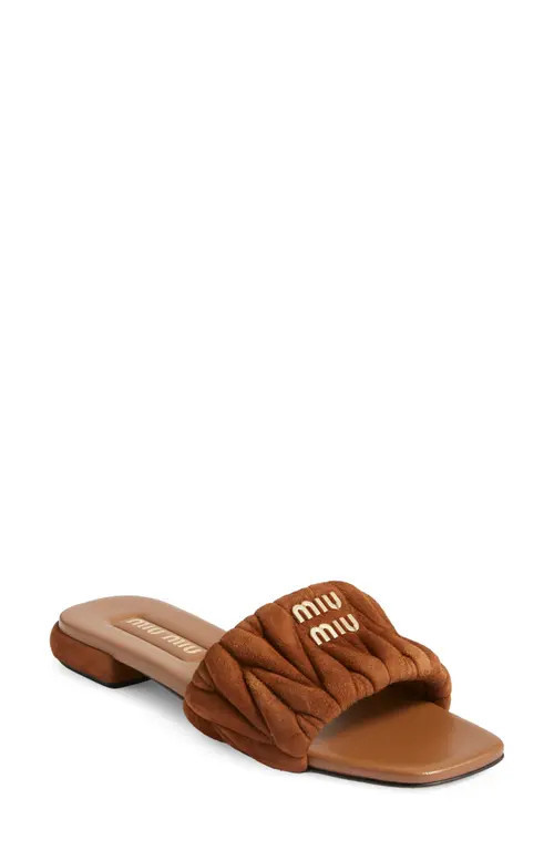 Miu Miu Matelassé Slide Sandal in Rovere at Nordstrom, Size 10Us | Nordstrom