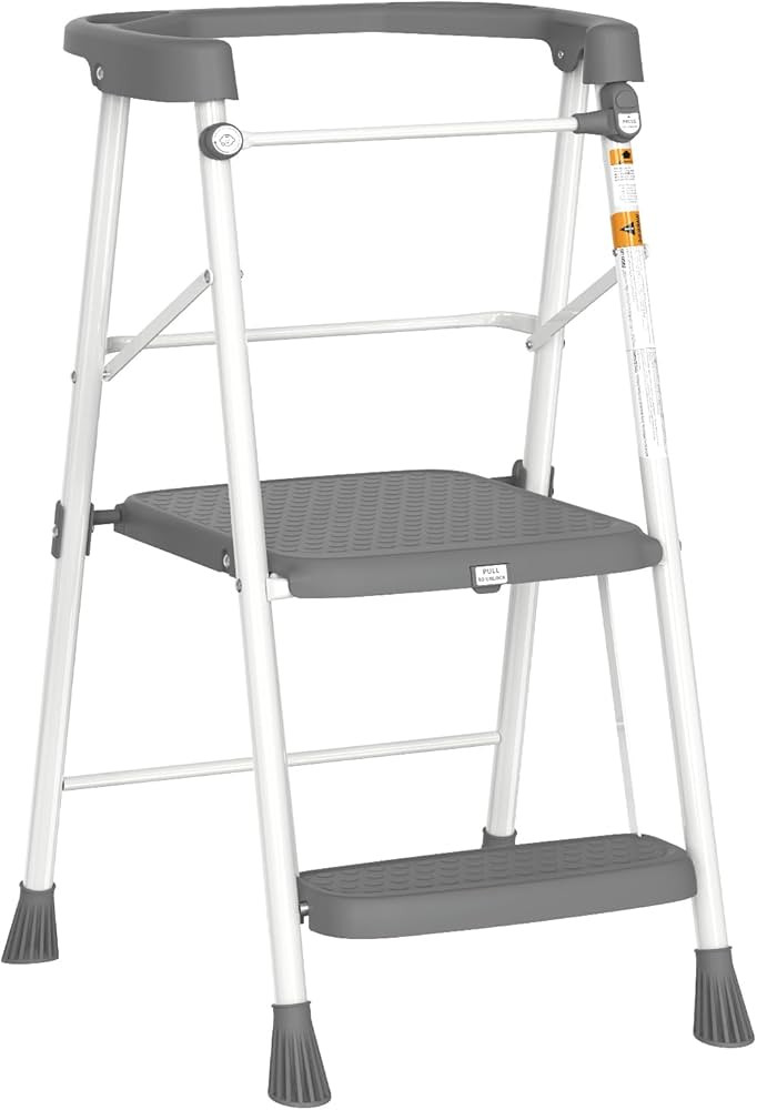 HBTower Kids 2 Steps Step Stool, Foldable Toddler Tower with Safety Railing | Amazon (US)
