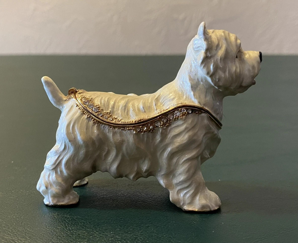 West Highland Terrier Dog Trinket Box W/ Small Westie  Enameled Jeweled Hinged | eBay US