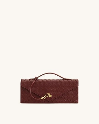 Celeste Woven Textured Envelope Top Handle Bag - Burgundy | JW PEI US