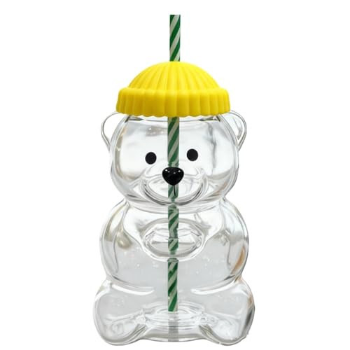 2025 New Bear Straw Cup, Bear Cup With Straw, Teddy Bears Glass Cups With Lid, Glass Cups, Cute Mugs (Yellow) | Amazon (US)