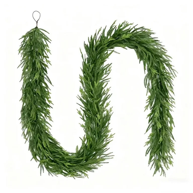 My_Texas_Home 9ft Natural Feel Norfolk Artificial Christmas Garland, Non-lit, Green, Soft PE | Walmart (US)