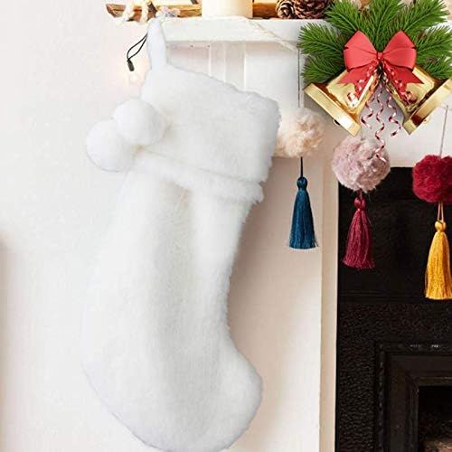 O-heart 23" Large White Christmas Stockings Faux Fur, Soft Snowy White Gift Candy Bag Fireplace S... | Amazon (US)