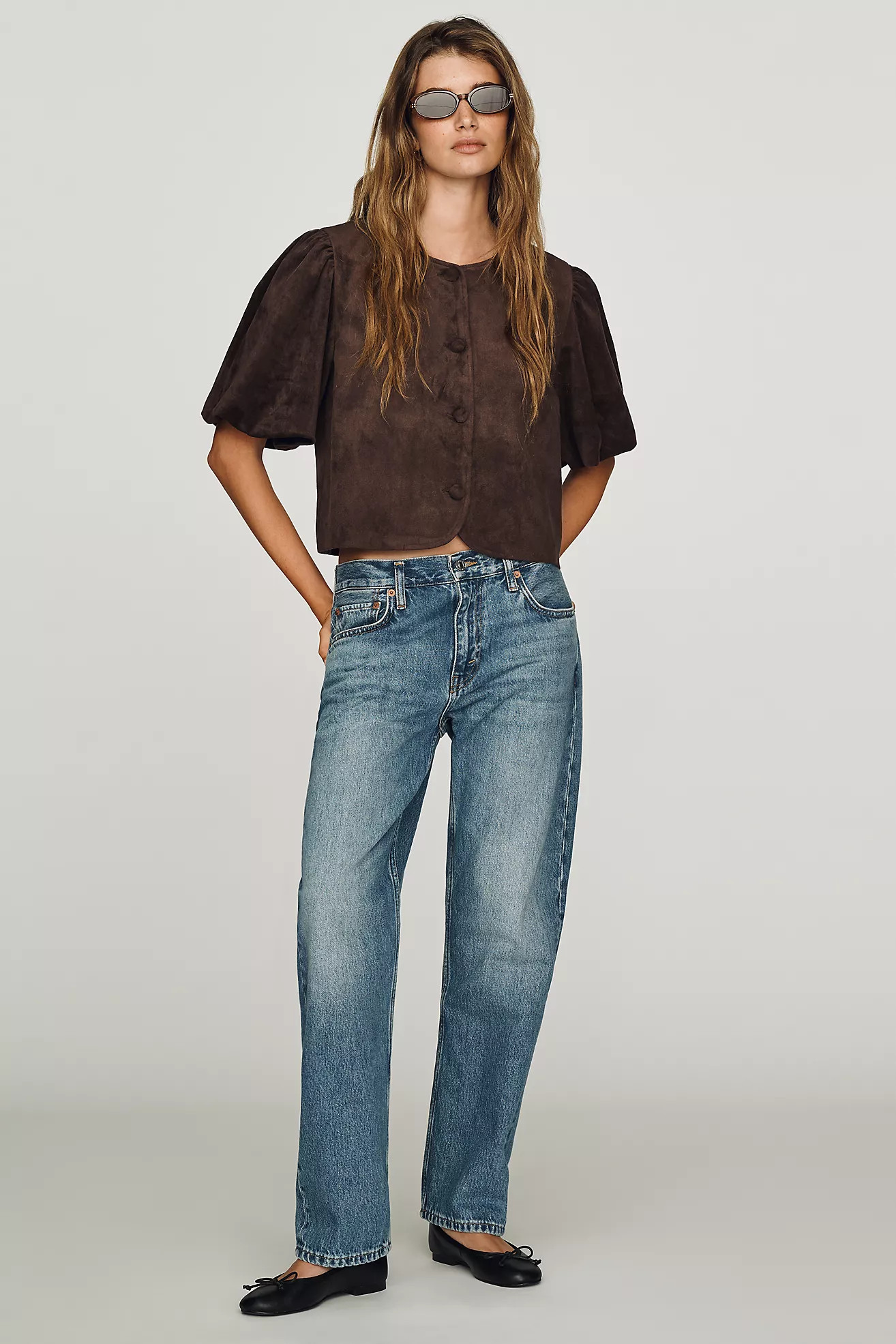 Dolan Left Coast Faux-Suede Puff Sleeve Jacket | Anthropologie (US)