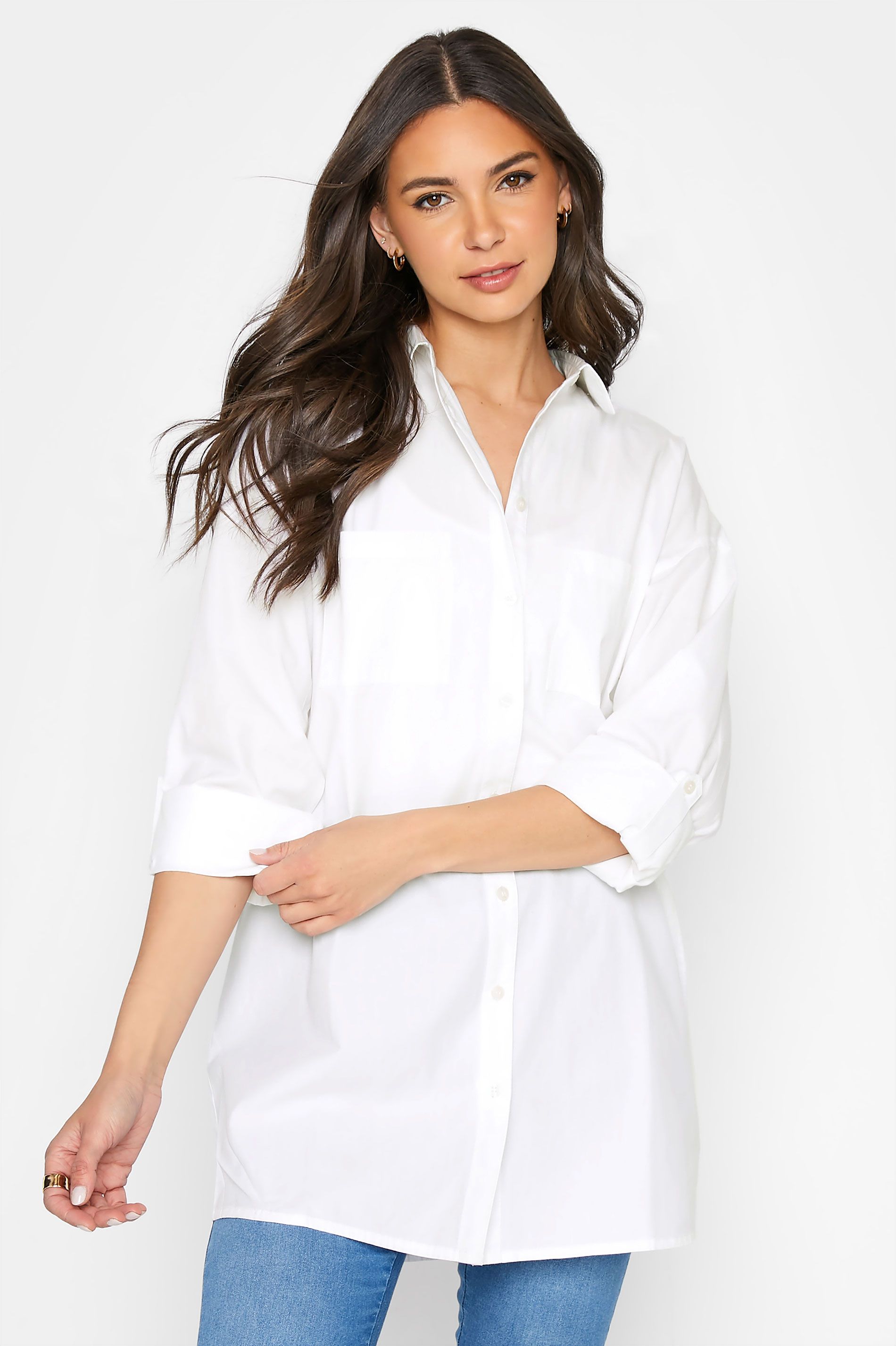 LTS MADE FOR GOOD Tall White Cotton Oversized Shirt | Long Tall Sally